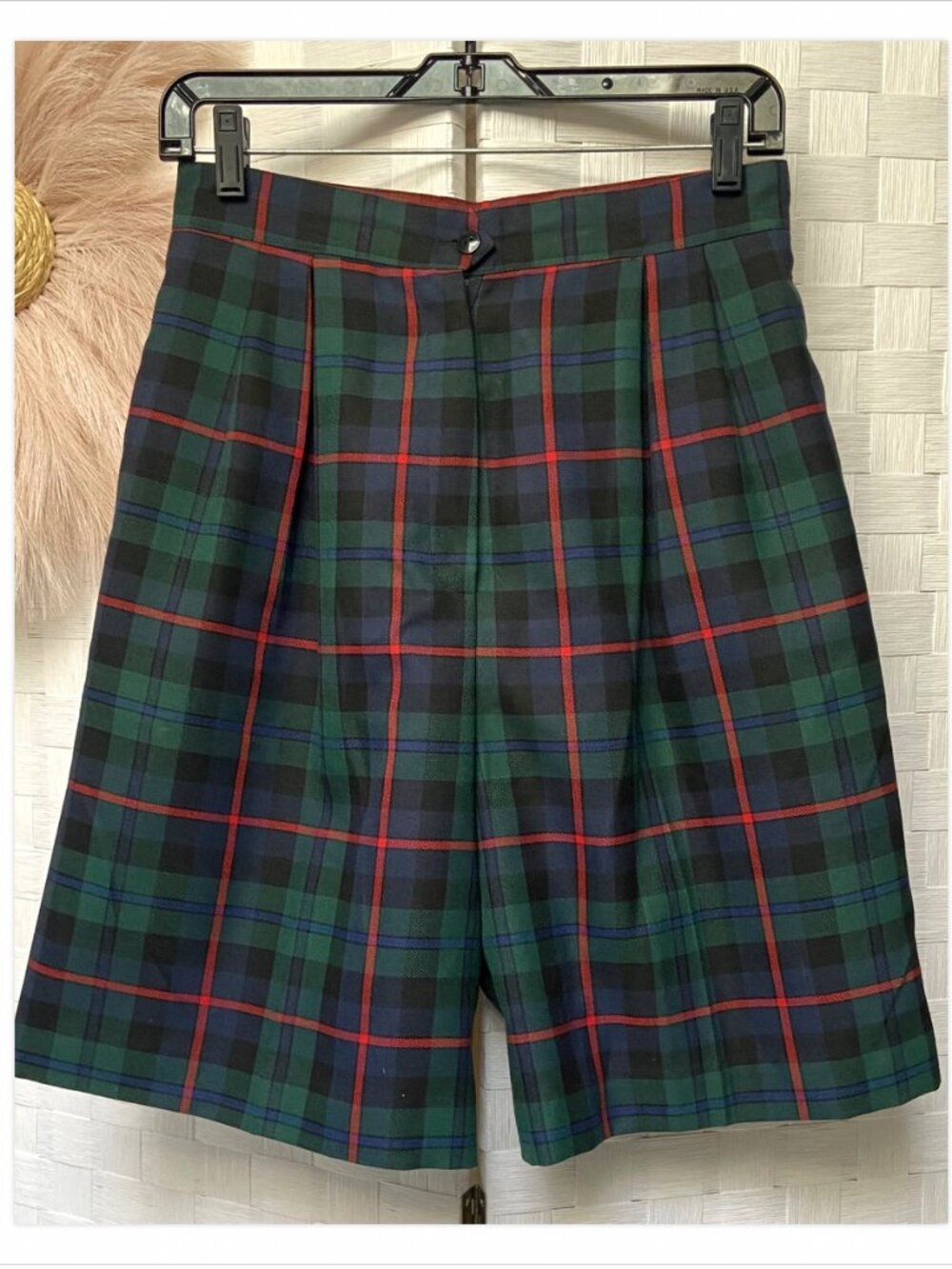 Vintage Michele Plaid Tartain Vintage Fit Shorts Blue Green Black Red Size 10
